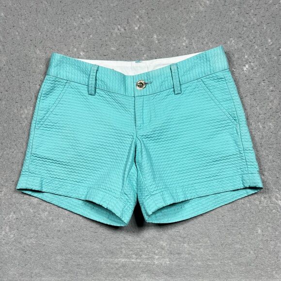 Lilly Pulitzer Shorts Womens Size 00 Aqua Blue Callahan Shorts Pockets Inseam 5” - Picture 1 of 13